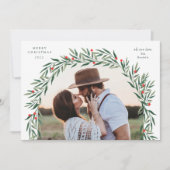 Greenery Arch Modernes Script Foto Weihnachten (Vorderseite)