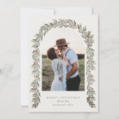 Greenery Arch Modernes Script Foto Weihnachten (Vorderseite)