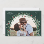 Greenery Arch Modernes Script Foto Weihnachten (Vorderseite)