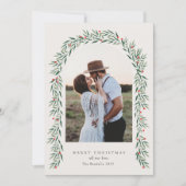 Greenery Arch Modernes Script Foto Weihnachten (Vorderseite)