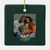 Greenery Arch Modernes Script Foto Weihnachten Keramikornament (Rückseite)