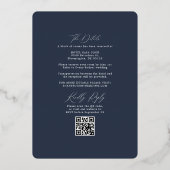 Greenery Arch Navy UAWG QR Code Wedding Rose Gold Folieneinladung (Rückseite)