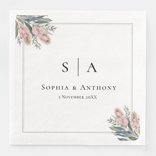 Greenery Australia Personalisiert Wedding Napkins Serviette (Vorderseite)