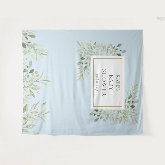 Greenery Baby Boy Blue Dusche Foto Stand Hintergru Wandteppich (Vorderseite (Horizontal))