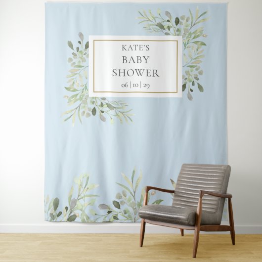 Greenery Baby Boy Blue Dusche Foto Stand Hintergru Wandteppich (Beispiel)
