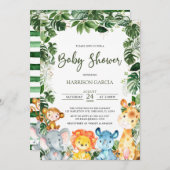 Greenery Baby Boy Safari Animals Baby Shower Einladung (Vorne/Hinten)