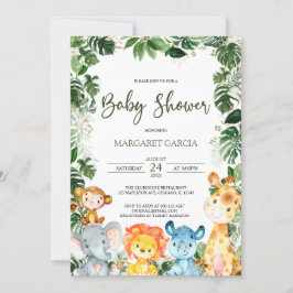 Greenery Baby Boy Safari Animals Baby Shower Einladung