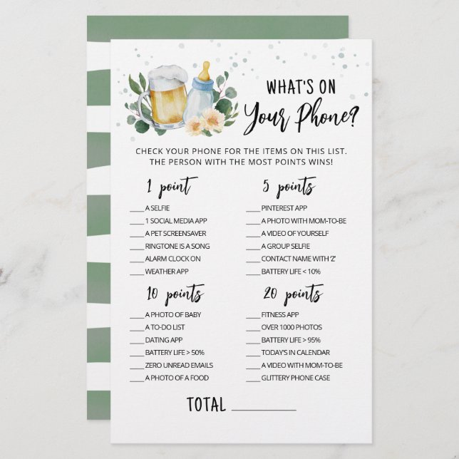 Greenery Baby bricht, was auf Ihrem Handyspiel ste (Vorne/Hinten)