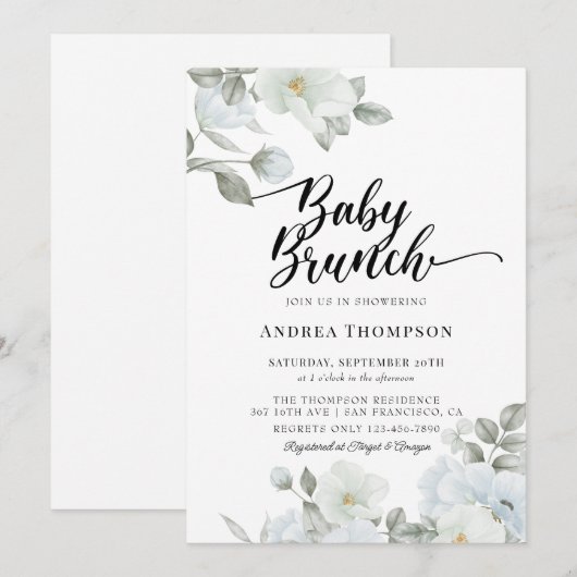 Greenery Baby Brunch Einladungen (Vorne/Hinten)