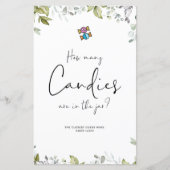 Greenery Baby Dusche Mini-Zeichen wie viele Candie (Vorderseite)