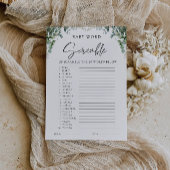 Greenery Baby Duschgame - Word Rührei Einladung