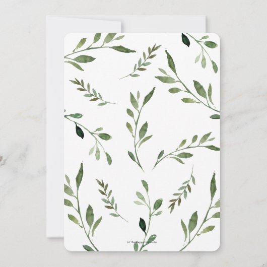 Greenery Baby Duwer by Mail Long Distance Neutral Einladung (Rückseite)