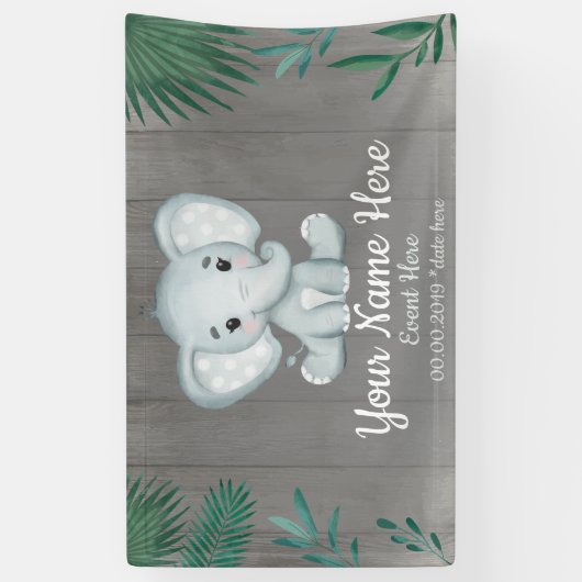Greenery Baby Elephant Unisex Hintergrund Banner (Vertikal)
