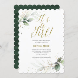 Greenery Baby Girl Dusche, modern, Aquarell Einladung