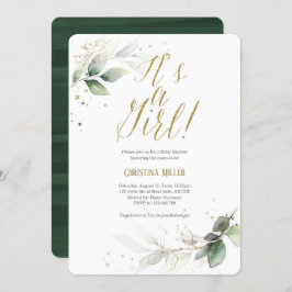 Greenery Baby Girl Dusche, modern, Aquarell Einladung