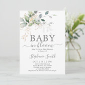 Greenery Baby in Bloom Baby Dusche Einladung (Stehend Vorderseite)