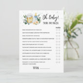 Greenery Baby Is Brewing Wahr oder Falsch Spielkar Einladung (Stehend Vorderseite)