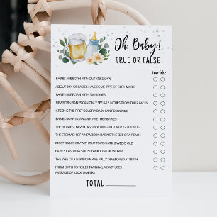 Greenery Baby Is Brewing Wahr oder Falsch Spielkar Einladung