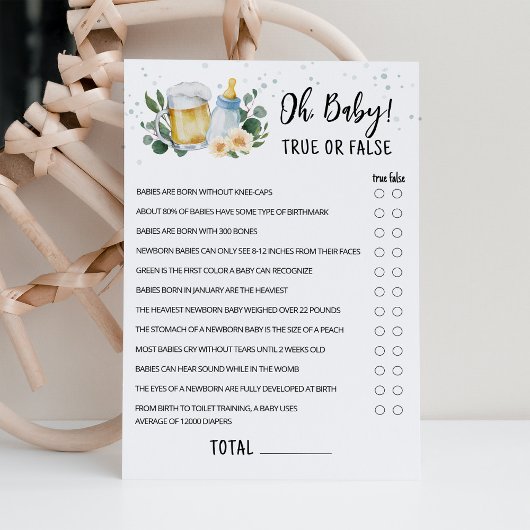 Greenery Baby Is Brewing Wahr oder Falsch Spielkar Einladung