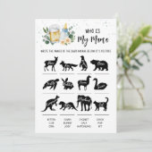 Greenery Baby Is Brewing Who is my mama Game Card Einladung (Stehend Vorderseite)