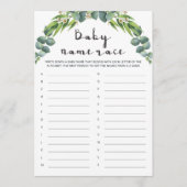 Greenery Baby Shower Baby Names Game (Vorderseite)