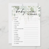 Greenery Baby Shower Baby Word Scramble Game Card Einladung (Vorderseite)