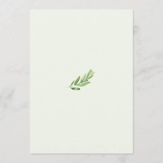 Greenery Baby Shower Babywaschkarte (Rückseite)