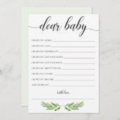 Greenery Baby Shower Babywaschkarte (Vorne/Hinten)
