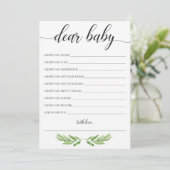 Greenery Baby Shower Babywaschkarte (Stehend Vorderseite)