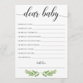 Greenery Baby Shower Babywaschkarte (Vorderseite)