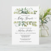 Greenery Baby Shower Einladung (Stehend Vorderseite)