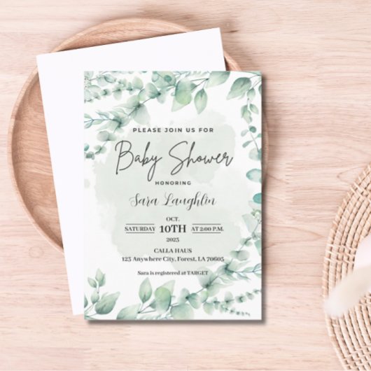 Greenery Baby Shower Einladung