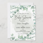 Greenery Baby Shower Einladung (Vorderseite)