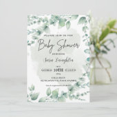 Greenery Baby Shower Einladung (Stehend Vorderseite)