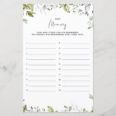 Greenery Baby Shower Game - Baby Memory (Vorderseite)