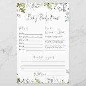Greenery Baby Shower Game - Baby Predictions (Vorderseite)