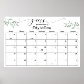 Greenery Baby Shower Guess Due Date Calendar Poste Poster (Vorne)