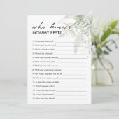 Greenery Baby Shower kennt Mommy Best Card Einladung (Stehend Vorderseite)