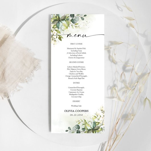 Greenery Baby Shower Menu Menükarte