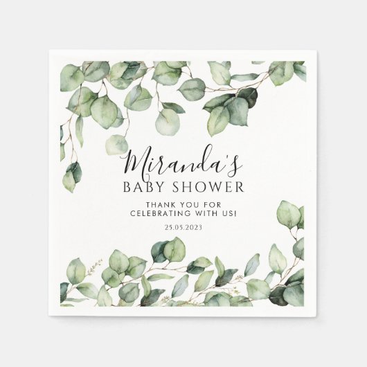 Greenery Baby Shower Napkins Eucalyptus Botanical Serviette (Vorderseite)