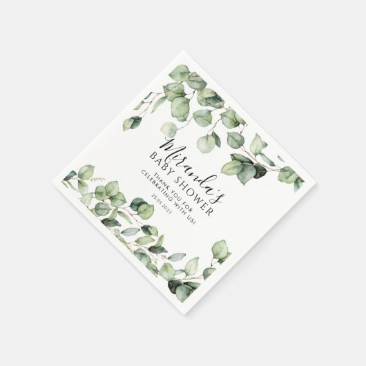 Greenery Baby Shower Napkins Eucalyptus Botanical Serviette (Ecke)