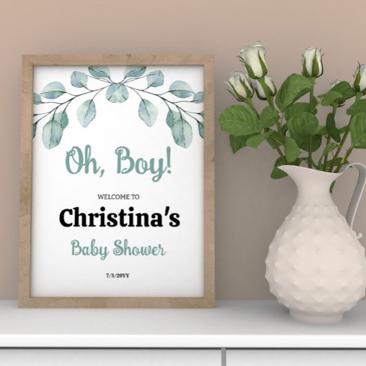 Greenery Baby Shower Oh Junge Willkommen Poster