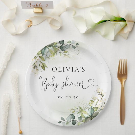Greenery Baby Shower Paper Plate Pappteller (Hochzeit)