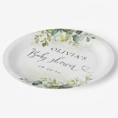 Greenery Baby Shower Paper Plate Pappteller (Schrägansicht)