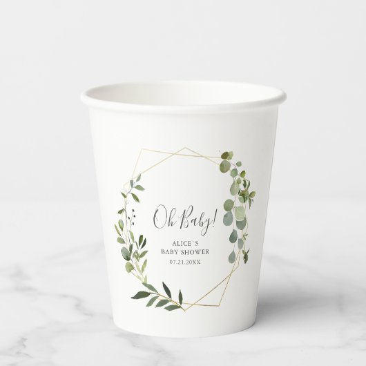 Greenery Baby Shower Pappbecher (Rückseite)