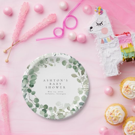 Greenery Baby Shower Pappteller (Party)