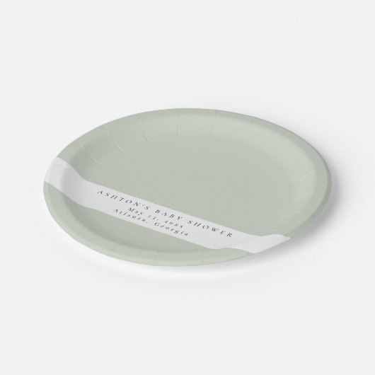 Greenery Baby Shower Pappteller (Schrägansicht)