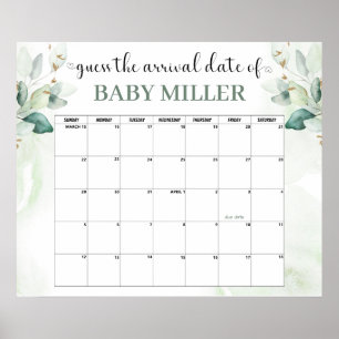 Greenery Baby Shower Ratgeber Fälliges Datum Unter Poster