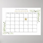 Greenery Baby Shower schätzt das passende Datum Poster (Vorne)