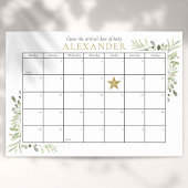 Greenery Baby Shower schätzt das passende Datum Poster